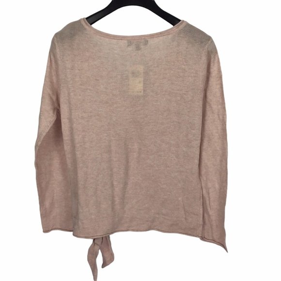 Max Edition Blush Pink V-neck Front Tie Long Sleeves Cozy Knit Women's Medium M - Picture 3 of 4